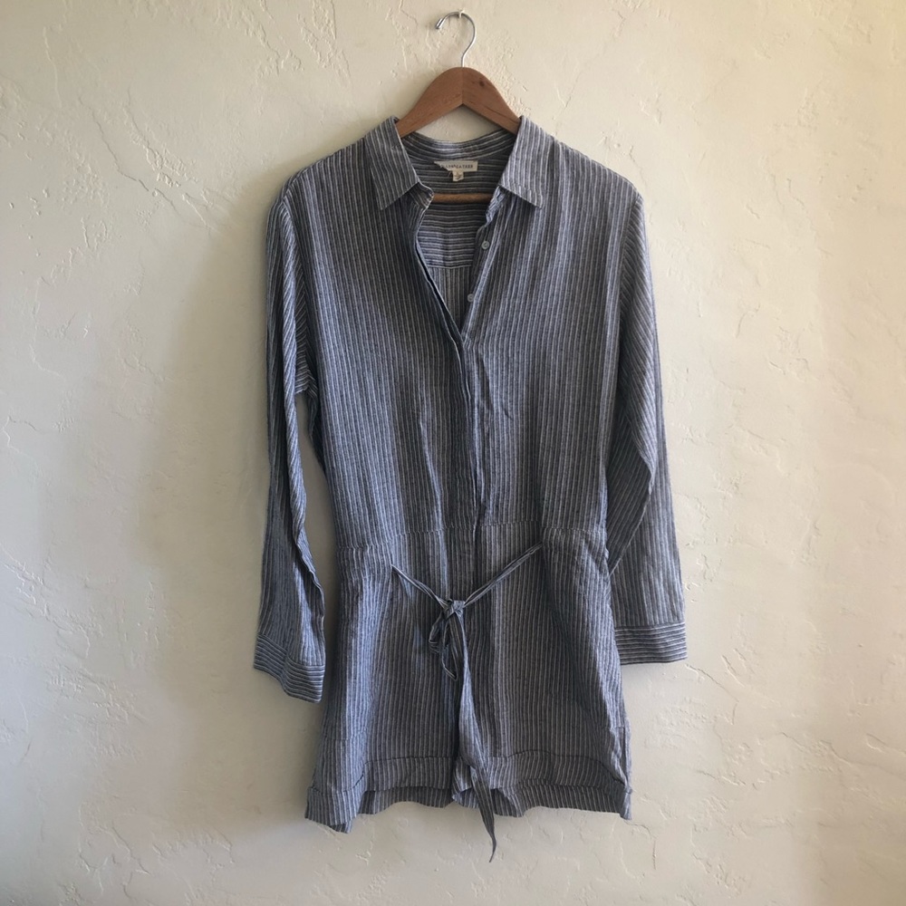 NWOT Grade and Gather  blue striped romper